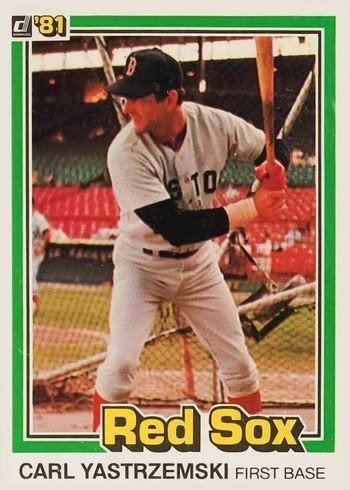 1981 Donruss #214 Carl Yastrzemski In Batting Cage Baseball Card 1981 Donruss #214 Carl Yastrzemski In Batting Cage Baseball Card
