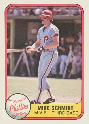 1981 Fleer #5 Mike Schmidt Batting Baseball Card 1981 Fleer #5 Mike Schmidt Batting Baseball Card