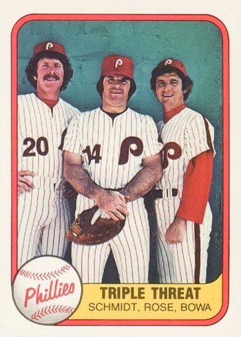 1981 Fleer #645 Triple Threat Rose Schmidt Bowa Baseball Card