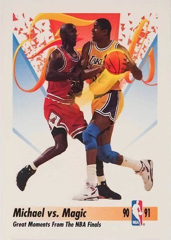 1991 Skybox #333 Michael Jordan vs Magic Johnson Basketball Card