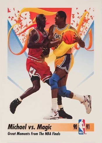 1991 Skybox #333 Michael Jordan vs Magic Johnson Basketball Card 1991 Skybox #333 Michael Jordan vs Magic Johnson Basketball Card