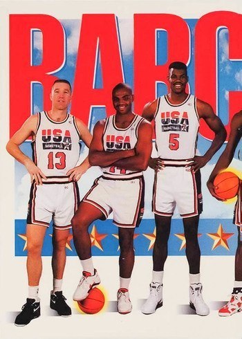 1991 Skybox #544 Team USA 1 Mullin Barkley Robinson Basketball Card