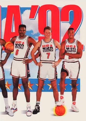 1991 Skybox #546 Team USA 3 Ewing Bird Pippen Basketball Card