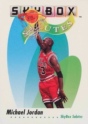 1991 Skybox #572 Michael Jordan Skybox Salutes Basketball Card 1991 Skybox #572 Michael Jordan Skybox Salutes Basketball Card