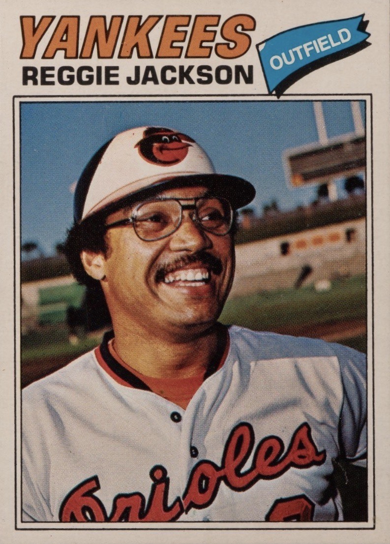 1977 Topps #10 Reggie Jackson Baseball Card Error Orioles Uniform