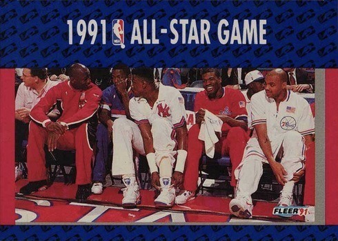 1991 Fleer #233 NBA All-Star Game With Jordan, Ewing, Barkley, Dumars and King Basketball Card 1991 Fleer #233 NBA All-Star Game With Jordan, Ewing, Barkley, Dumars and King Basketball Card