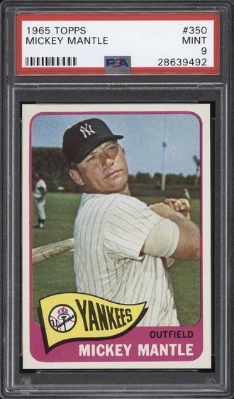 1965 Topps #350 Mickey Mantle Graded PSA 9 Mint Condition