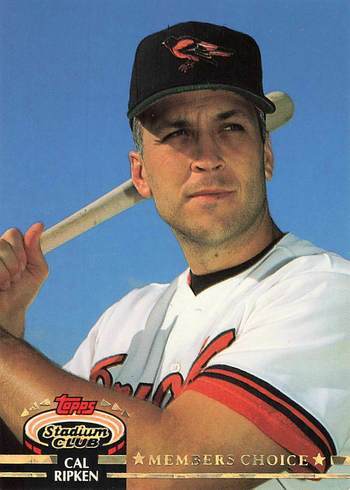 1992 Topps Stadium Club #595 Cal Ripken Jr. Members Choice Baseball Card 1992 Topps Stadium Club #595 Cal Ripken Jr. Members Choice Baseball Card