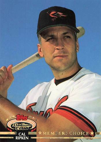 1992 Topps Stadium Club #595 Cal Ripken Jr. Members Choice Baseball Card