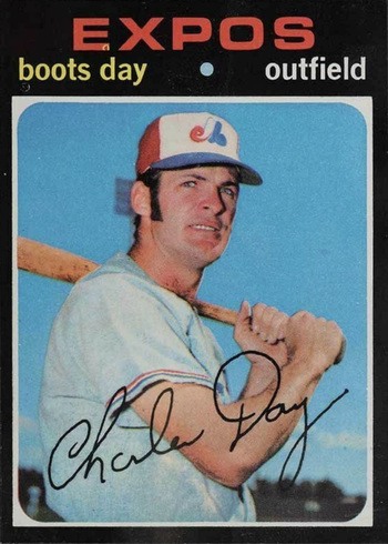 1971 Topps #42 Boots Day With Stadium Lights in Background Baseball Card 1971 Topps #42 Boots Day With Stadium Lights in Background Baseball Card