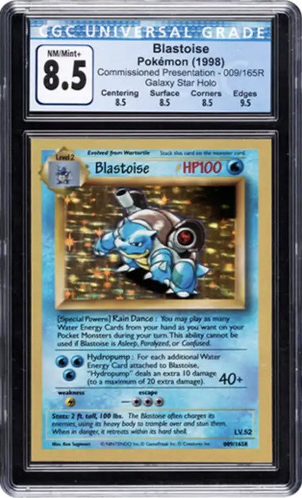 1998 Commissioned Presentation Galaxy Star Hologram Backless Blastoise Pokemon Card