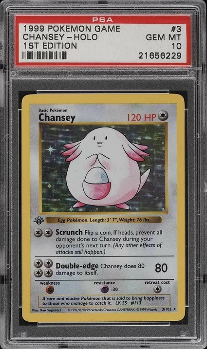 1999 First Edition Holographic Chansey Pokemon Card 1999 First Edition Holographic Chansey Pokemon Card