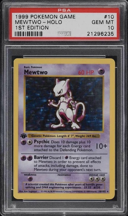 1999 First Edition Holographic Mewtwo Pokemon Card