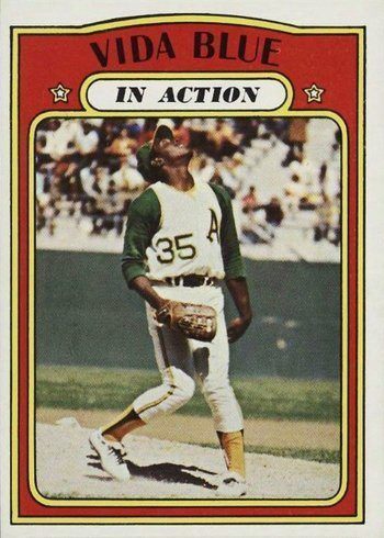 1972 Topps #170 Vida Blue In Action Baseball Card