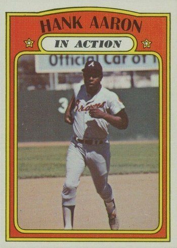 1972 Topps #300 Hank Aaron In Action Baseball Card
