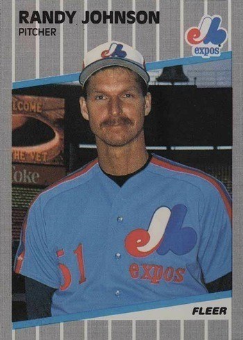 1989 Fleer #381 Randy Johnson Rookie Card Marlboro Ad Completely Blacked Out