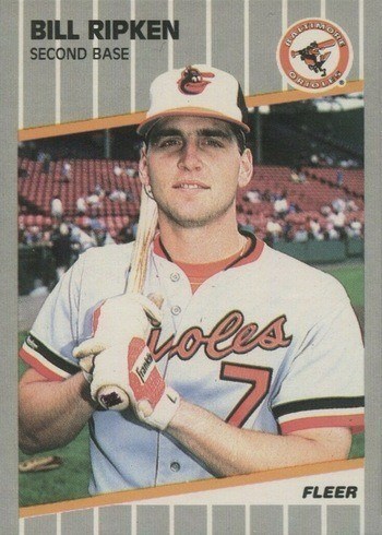 1989 Fleer #616 Billy Ripken Baseball Card With Black Scribble Over Vulgarity On Bat Knob