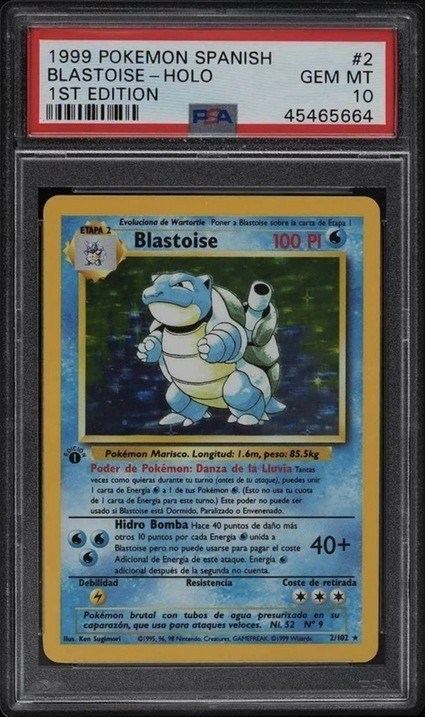 1999 Pokemon Spanish First Edition Blastoise Card