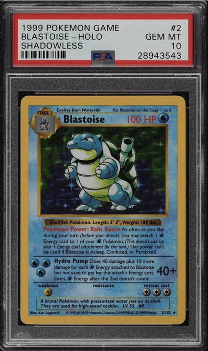 1999 Shadowless Blastoise Pokemon Card