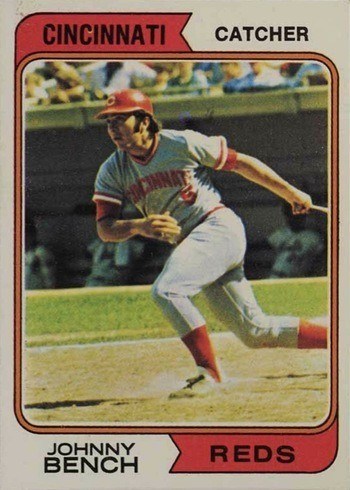 1974 Topps #10 Johnny Bench Baseball Card 1974 Topps #10 Johnny Bench Baseball Card