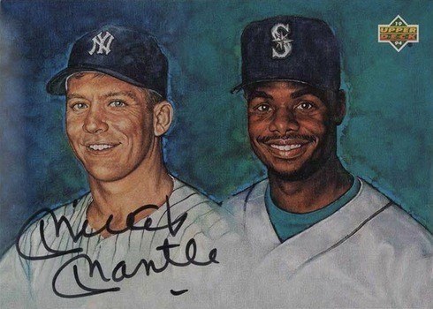 1994 Upper Deck #MMAU Mickey Mantle Ken Griffey Jr. Autograph Baseball Card 1994 Upper Deck #MMAU Mickey Mantle Ken Griffey Jr. Autograph Baseball Card