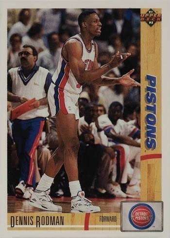 1991 Upper Deck #185 Dennis Rodman Basketball Card 1991 Upper Deck #185 Dennis Rodman Basketball Card