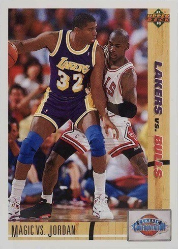 1991 Upper Deck #34 Magic Johnson vs. Michael Jordan Basketball Card