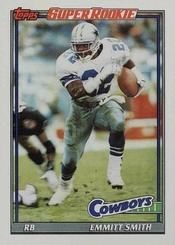 1991 Topps #360 Emmitt Smith Super Rookie Football Card 1991 Topps #360 Emmitt Smith Super Rookie Football Card