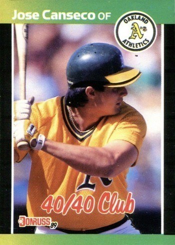 1989 Donruss #643 Jose Canseco 40:40 Club Baseball Card 1989 Donruss #643 Jose Canseco 40:40 Club Baseball Card