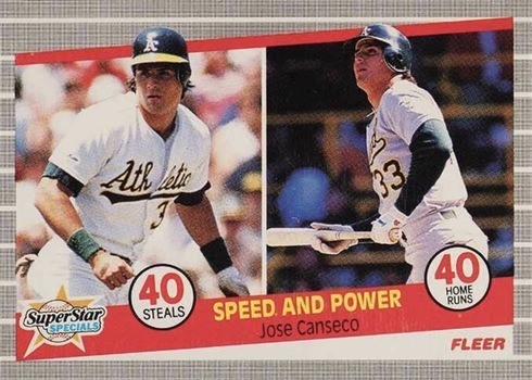 1989 Fleer #628 Jose Canseco Speed and Power Baseball Card