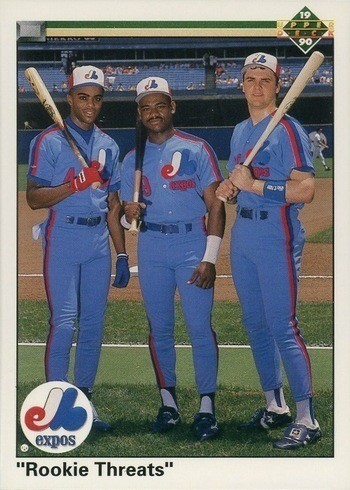 1990 Upper Deck #702 Rookie Threats With Larry Walker Baseball Card 1990 Upper Deck #702 Rookie Threats With Larry Walker Baseball Card