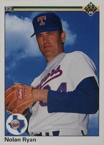 1990 Upper Deck #734 Without 300 Win Stripe Variation Nolan Ryan Baseball Card 1990 Upper Deck #734 Without 300 Win Stripe Variation Nolan Ryan Baseball Card