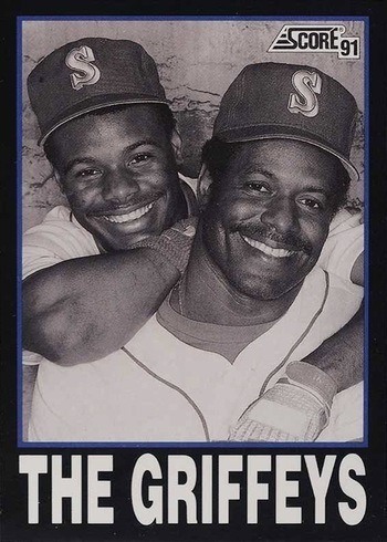 1991 Score #841 The Griffeys Baseball Card 1991 Score #841 The Griffeys Baseball Card