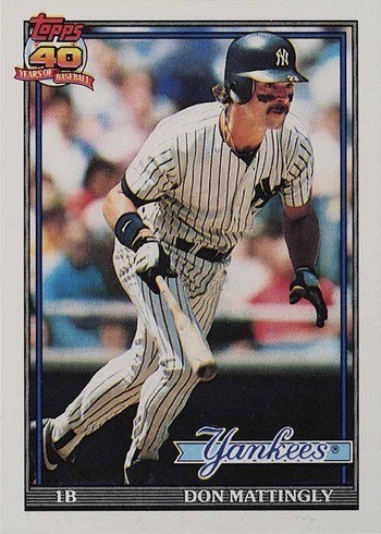 1991 Topps #100 Don Mattingly Baseball Card 1991 Topps #100 Don Mattingly Baseball Card