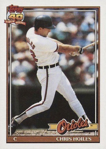 1991 Topps #42 Chris Hoiles White Inner Frame Baseball Card