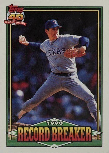 1991 Topps #6 Nolan Ryan Record Breaker Baseball Card 1991 Topps #6 Nolan Ryan Record Breaker Baseball Card