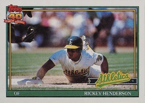 1991 Topps #670 Rickey Henderson Baseball Card 1991 Topps #670 Rickey Henderson Baseball Card