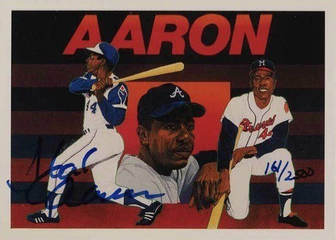 1991 Upper Deck Heroes Hank Aaron Autograph Baseball Card 1991 Upper Deck Heroes Hank Aaron Autograph Baseball Card