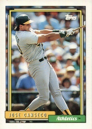 1992 Topps #100 Jose Canseco Baseball Card 1992 Topps #100 Jose Canseco Baseball Card