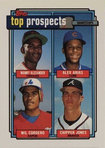 1992 Topps #551 Top Prospects Shortstops Chipper Jones Baseball Card 1992 Topps #551 Top Prospects Shortstops Chipper Jones Baseball Card