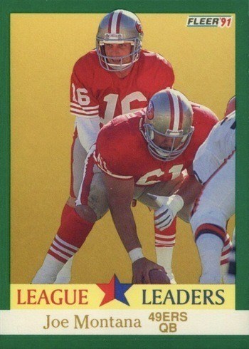 1991 Fleer #408 Joe Montana Error 4th on Yardage List Football Card