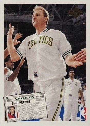 1992 Upper Deck #SP1 Larry Bird and Magic Johnson Retire Basketball Card Front Side