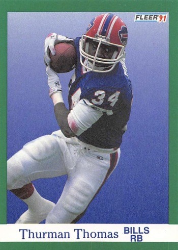 1991 Fleer #14 Thurman Thomas Football Card 1991 Fleer #14 Thurman Thomas Football Card