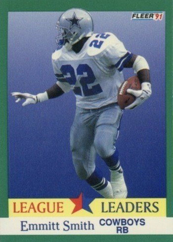 1991 Fleer #418 Emmitt Smith League Leaders Football Card 1991 Fleer #418 Emmitt Smith League Leaders Football Card