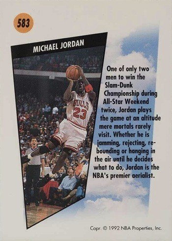 1991 SkyBox #583 Michael Jordan SkyMaster Basketball Card Reverse Side