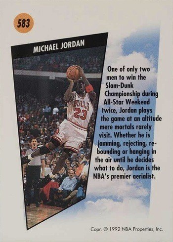 1991 SkyBox #583 Michael Jordan SkyMaster Basketball Card Reverse Side 1991 SkyBox #583 Michael Jordan SkyMaster Basketball Card Reverse Side