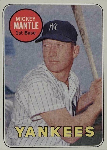 1969 Topps #500 White Letters Mickey Mantle Baseball Card 1969 Topps #500 White Letters Mickey Mantle Baseball Card