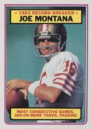 1983 Topps #4 Joe Montana Record Breaker Football Card