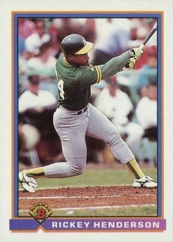 1991 Bowman #213 Rickey Henderson Baseball Card 1991 Bowman #213 Rickey Henderson Baseball Card