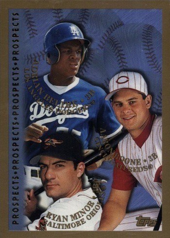 1998 Topps #254 Adrian Beltre, Aaron Boone, and Ryan Minor Prospects Baseball Card 1998 Topps #254 Adrian Beltre, Aaron Boone, and Ryan Minor Prospects Baseball Card